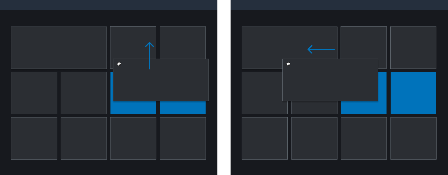 Image showing horizontal and vertical drag and drop of dashboard items.