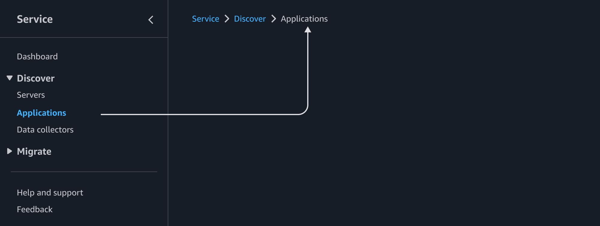 Service nav with link groups (breadcrumbs image)