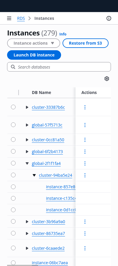 Expandable table example, Mobile view
