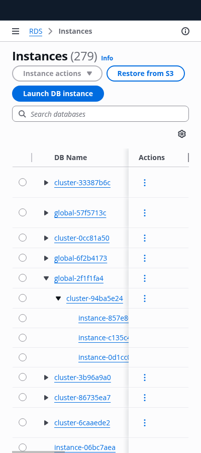 Expandable table example, Mobile view