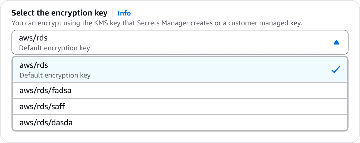 Image showing the API default within a select. This is pre-selected and includes the description of the default selected.