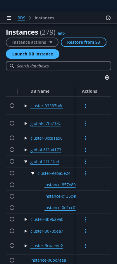 Expandable table example, Mobile view