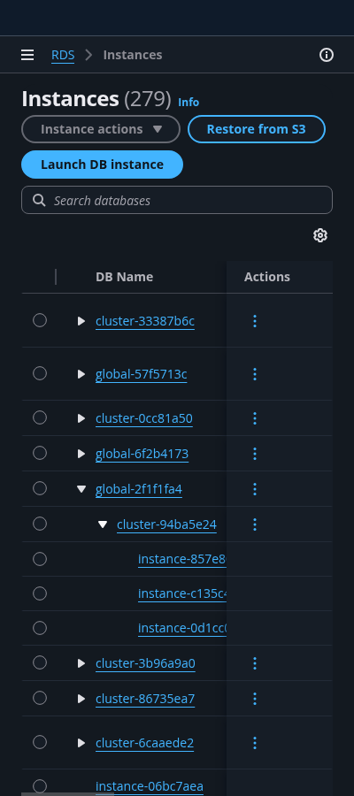 Expandable table example, Mobile view