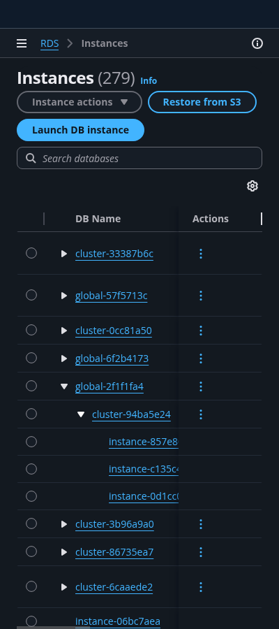 Expandable table example, Mobile view